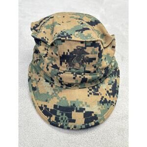 USMC Hat Cap Fitted Mens Small Woodland MARPAT Camo Garrison Eight Point EGA